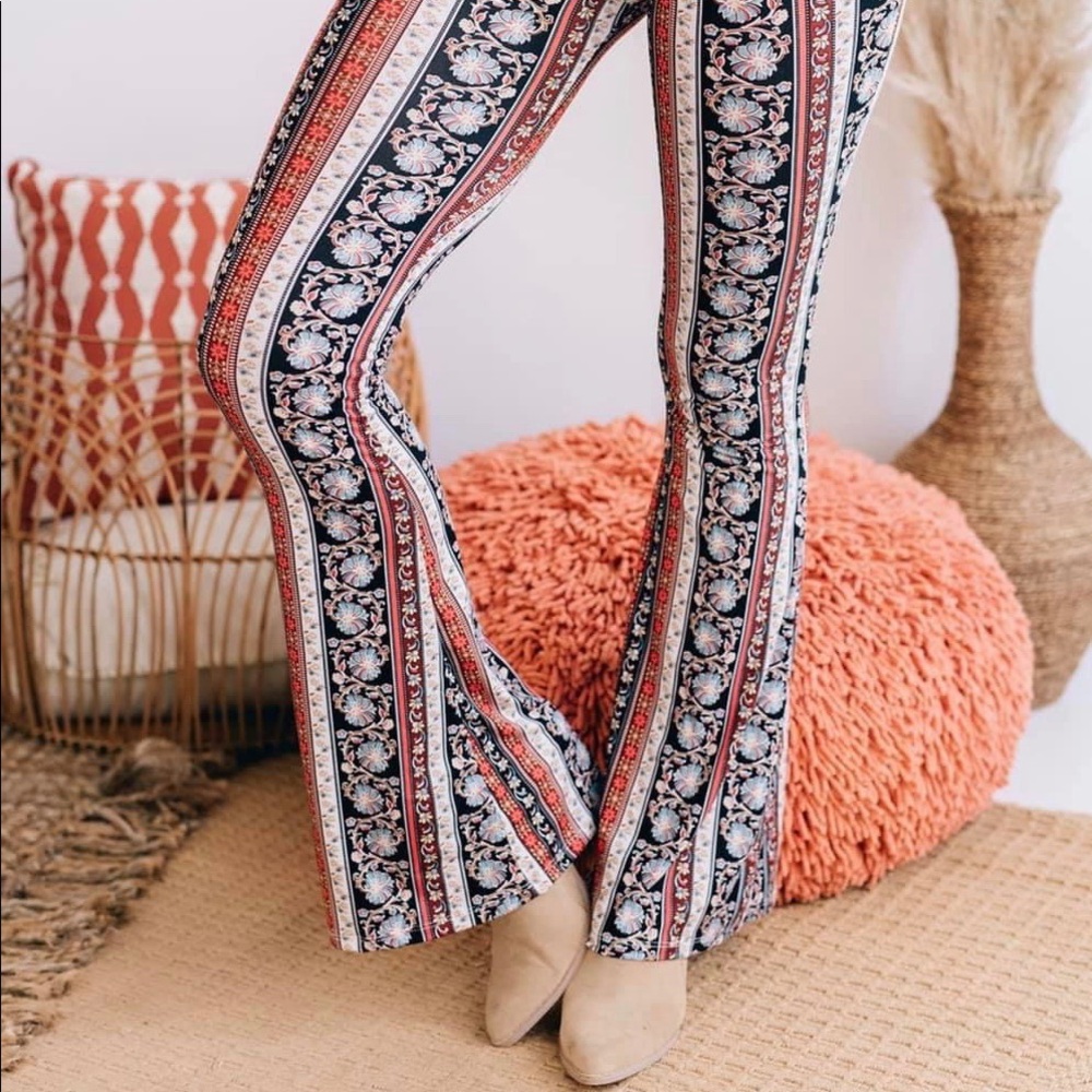 Coral Printed Bell Bottoms